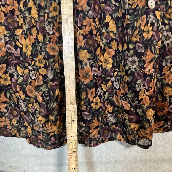 Vtg Maxi Dress Womens 18 Silk Witchy Dark Cottage Core Button Front Long Maxi - Picture 6 of 14